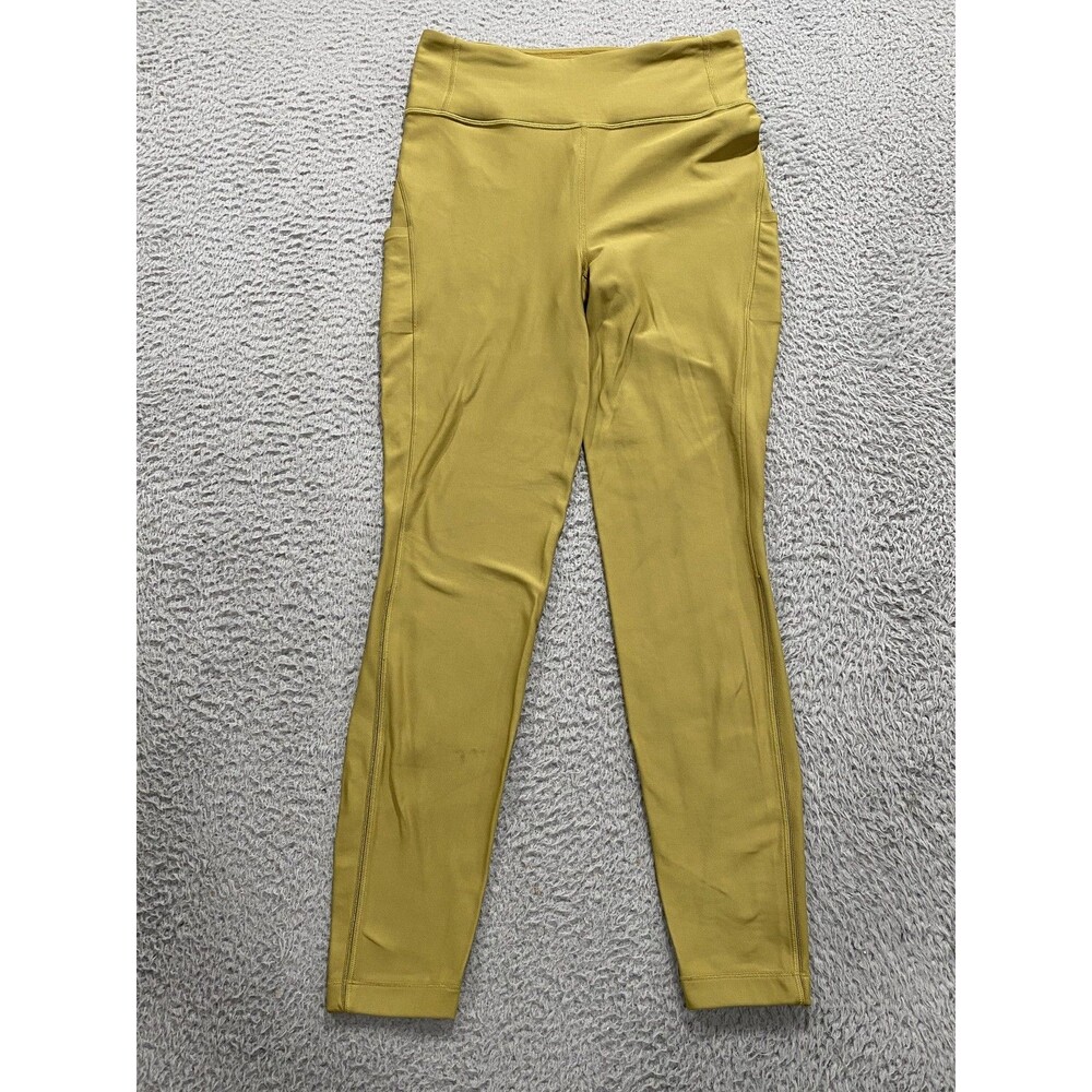 Lululemon Leggings Womens Size 10 Yellow Fleece Lined High Rise Pocket Yoga